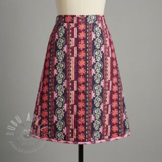 Bawełniana tkanina VOILE STEPPED Daria flower aubergine digital print