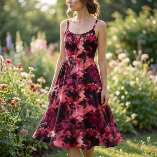 Bawełniana tkanina SATIN Zurie flower digital print