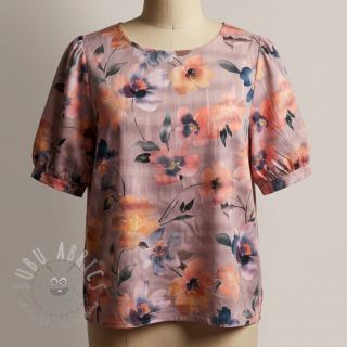 Bawełniana tkanina SATIN Penny flower peach digital print