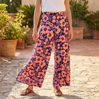 Bawełniana tkanina SATIN Flower Kala navy