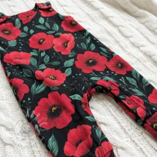 Bawełniana tkanina Poppy black digital print