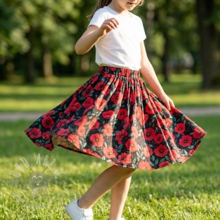 Bawełniana tkanina Poppy black digital print