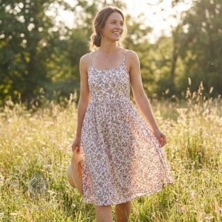 Bawełniana tkanina Simie flowers offwhite digital print