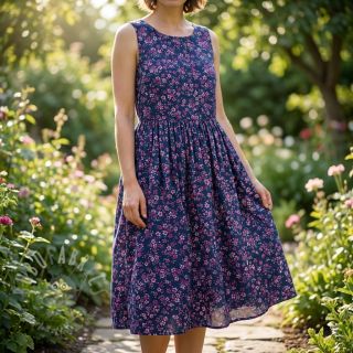 Bawełniana tkanina Simie flowers navy digital print