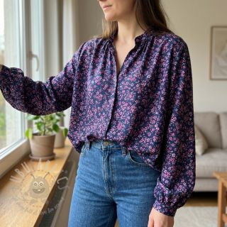 Bawełniana tkanina Simie flowers navy digital print