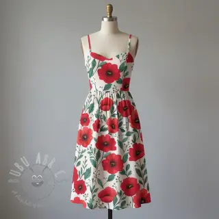 Bawełniana tkanina Poppy offwhite digital print