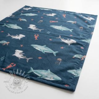 Bawełniana tkanina Sea life petrol digital print