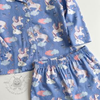 Bawełniana tkanina Unicorns love blue