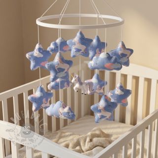 Bawełniana tkanina Unicorns love blue