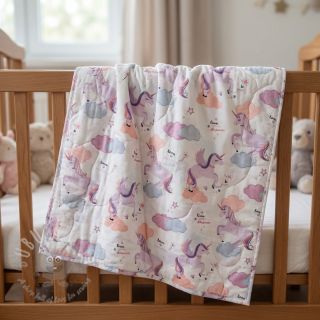 Bawełniana tkanina Unicorns love white