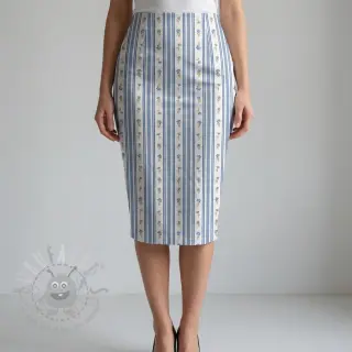 Bawełniana tkanina Fine flowers STRIPE blue