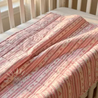 Bawełniana tkanina Fine flowers STRIPE pink