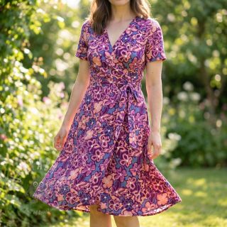 Wiskoza STRETCH Flowers Junie purple