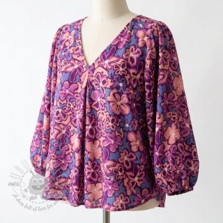 Wiskoza STRETCH Flowers Junie purple