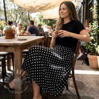 Wiskoza RADIANCE Polka dot black