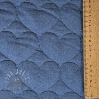 Pikowana tkanina DENIM Hearts