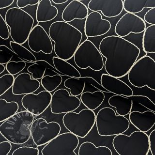 Pikowana tkanina EMBROIDERY Hearts black