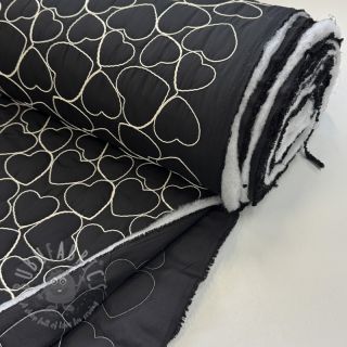 Pikowana tkanina EMBROIDERY Hearts black