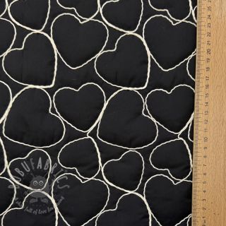 Pikowana tkanina EMBROIDERY Hearts black