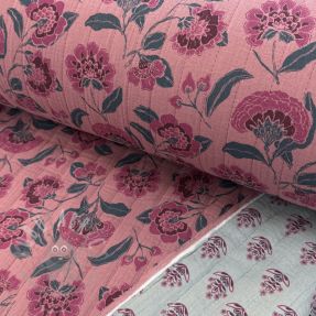 Muślin double gauze STEPPED Flowers mauve