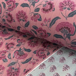 Muślin double gauze STEPPED Flowers mauve