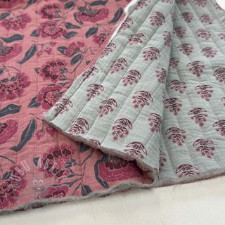 Muślin double gauze STEPPED Flowers mauve