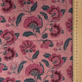 Muślin double gauze STEPPED Flowers mauve