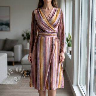 Wiskoza RADIANCE Stripes lavender digital print