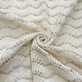 Dzianina swetrowa jacquard LUREX ecru