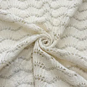 Dzianina swetrowa jacquard LUREX ecru