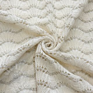 Dzianina swetrowa jacquard LUREX ecru