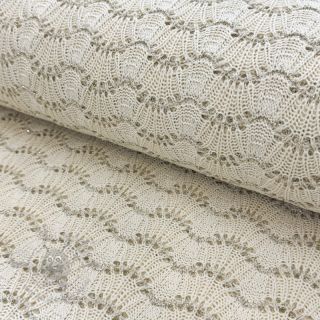 Dzianina swetrowa jacquard LUREX ecru