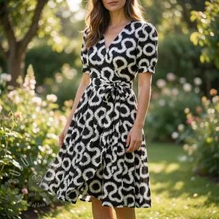 Wiskoza STRETCH Abstract black