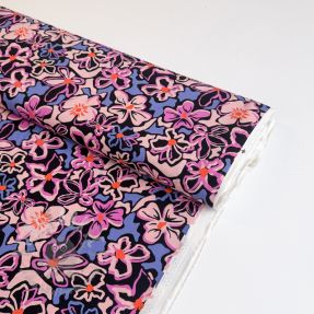 Wiskoza STRETCH Flowers Junie black