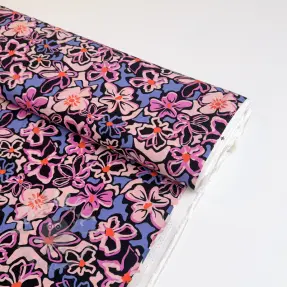 Wiskoza STRETCH Flowers Junie black