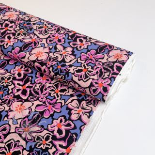 Wiskoza STRETCH Flowers Junie black