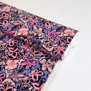 Wiskoza STRETCH Flowers Junie black