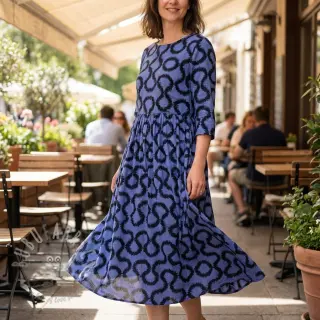 Wiskoza STRETCH Abstract blue