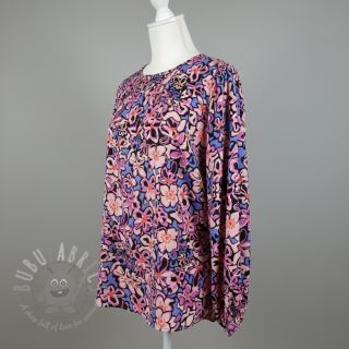 Wiskoza STRETCH Flowers Junie black