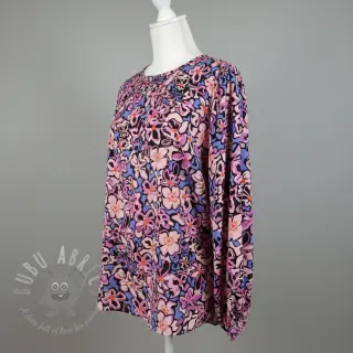 Wiskoza STRETCH Flowers Junie black