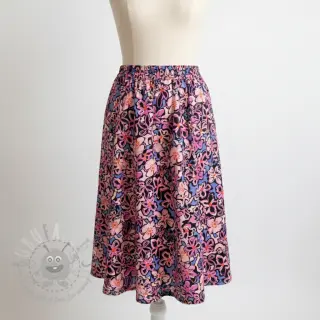 Wiskoza STRETCH Flowers Junie black