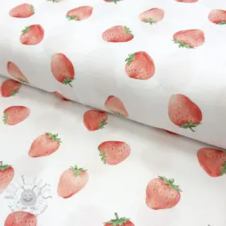 Muślin double gauze Strawberries digital print