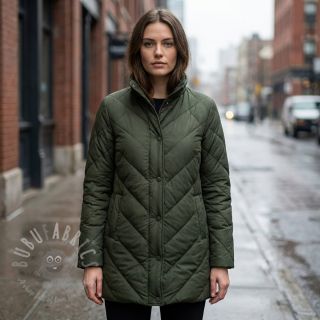 Pikowana tkanina ZIG ZAG army green