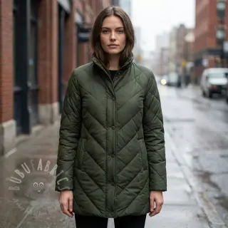 Pikowana tkanina ZIG ZAG army green