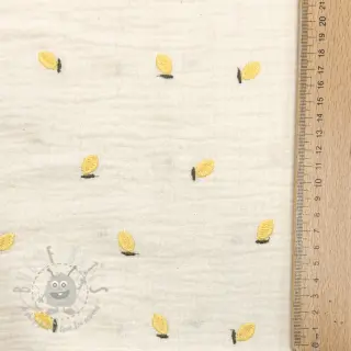 Muślin double gauze EMBROIDERY Fruit yellow SIMPLY NATURAL