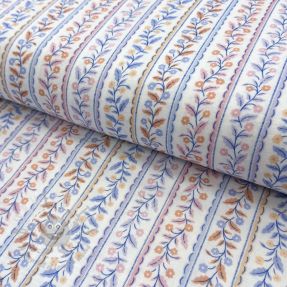 Muślin double gauze Leaves in stripes digital print ORGANIC