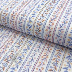 Muślin double gauze Leaves in stripes digital print ORGANIC