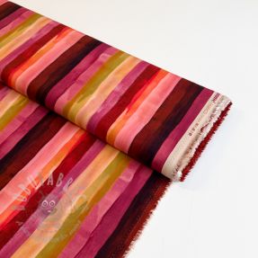 Wiskoza RADIANCE Stripes burgundy digital print