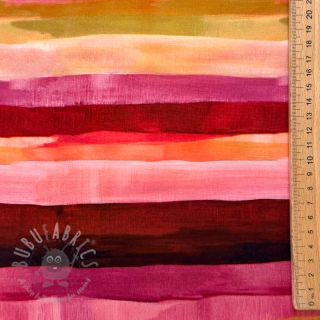 Wiskoza RADIANCE Stripes burgundy digital print