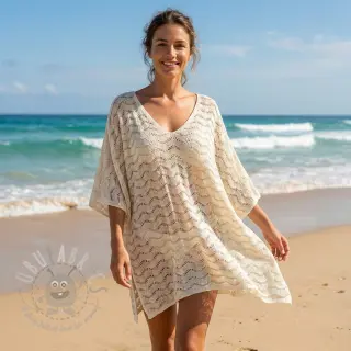 Dzianina swetrowa jacquard LUREX ecru